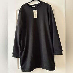 NWT Miselon Black Long Sleeve Sweatshirt Tunic Short Dress Sz XL